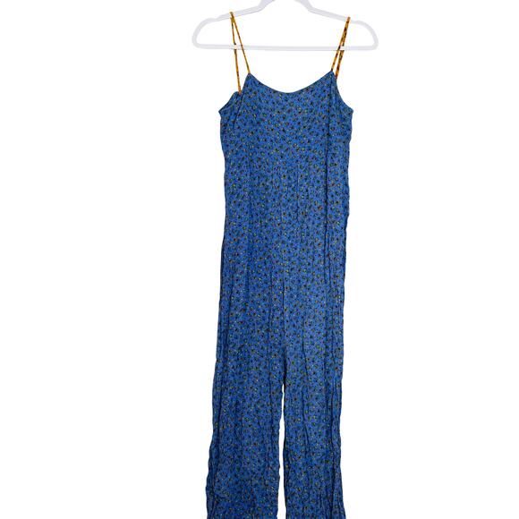 Madewell Calico Floral Blue Wide-Leg Cami Jumpsuit Women’s Size 0 - Picture 2 of 10
